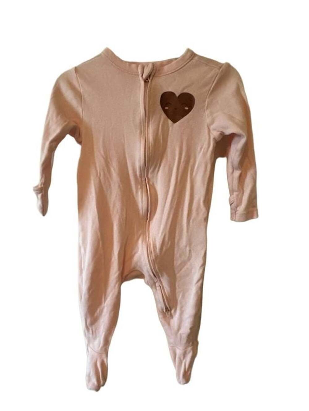 Old Navy Baby Pink 2-Way Zipper Footed Sleeper with Heart Graphic